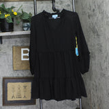 Cece Womens Clip Dot Ruffle Long Sleeve Shift Dress 7031928 Rich Black XS