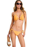 Salt + Cove Crochet Halter Triangle Bikini Swim Top Tangerine Zing Orange L