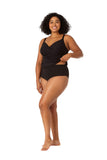 Anne Cole Womens Plus Size Twist Front Underwire Tankini Swim Top Black 18W