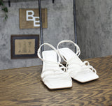 INC International Concepts Womens Nahari Dress Sandals Heels White Smooth 8M