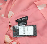 City Chic Trendy Plus Size Summer Floral V-Neck Belted Jumpsuit Pink Multi 20W