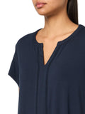 Tommy Hilfiger Short Sleeve Knit Notch-Neck Top W4AH0545 Sky Captain Blue 3X