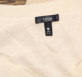 Aqua Womens Front Button Cashmere V-Neck Cardigan Sweater V10337 Ash Off White L