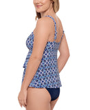 Swim Solutions High-Low Double-Tier One-Piece Swimsuit Amalfi Coast Blue 14