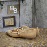 A New Day Faux Suede Pointed Toe Flats with Ring Accent Brown 6.5M