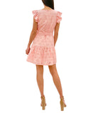 Sam Edelman Womens Eyelet Cap Sleeve Self Tie Cotton A-Line Mini Dress Pink 8