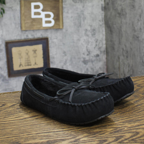 Auden Women's Suede Faux Fur Lined Slippers Black 7M