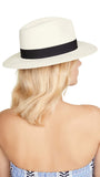 Rag & Bone Womens Straw Panama Wide Brim Hat W262181M2 Off White / Black S/M