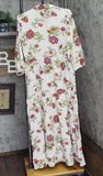 Ny Collection Womens Petites Crinkle Tiered Maxi Dress Ivory Floral Off White PL