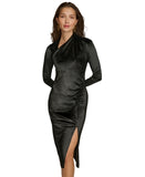 Donna Karan Womens Velvet Ruched Sheath Dress KA4V25R0 Black 4