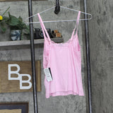 INC International Concepts Lace-Trim Knit Lounge Sleep Tank Top Pale Pink XS