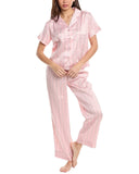 Flora by Flora Nikrooz Nicola Stripe Charm Notch Pajama Set Pink Stripe XL
