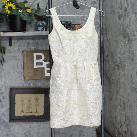 Aqua Womens Foil Lurex Shiny Woven Fit & Flare Dress Off White / Gold 0