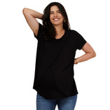 Motherhood Maternity Womens Short Sleeve Nursing Tee Shirt Solid Black M
