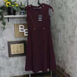 DKNY Womens Sheath Ponte Utility Midi Fit Flare Dress DD9H1668 Maroon Red 6