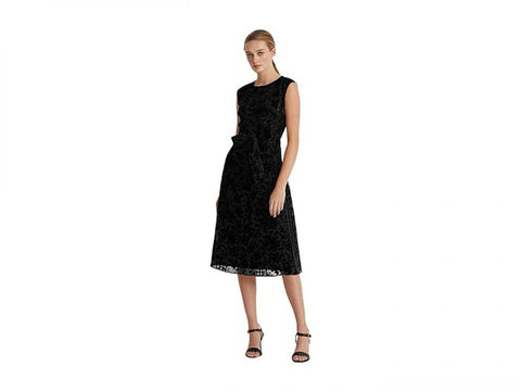 Lauren Ralph Lauren Womens Burnout Velvet Cocktail Dress 253854951001 Black 4