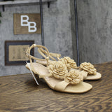 A New Day Womens Esme Floral Crochet Kitten Heels 92979007 Tan Brown 8.5M