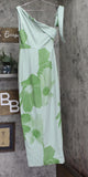 Jewel by Badgley Mischka Print One Cold Shoulder Dress Gown Green / Multi 2