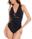 Magicsuit Moto Chic Soft Cup Zip-Front One Piece Swimsuit 6014214 Black 16
