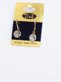 Tint Fashion Elegant Floating Cubic Zirconia Dangly Earrings Gold / Clear 1.25"
