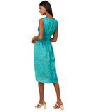 Adrianna By Adrianna Papell Neck Floral-Print Smocked-Waist Dress Blue / Green 8