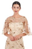 JS Collections Sleeve Sequin Embellished Column Gown Dress Gold Yellow 18