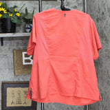 Barco Womens V-Neck Short Sleeve Stretch Scrub Shirt Top Coral Red 3XL