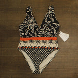 Sanctuary Beach Conversations Plunge Mio One-Piece Swimsuit Black Multi XL