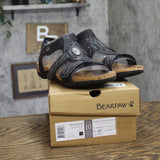 Bearpaw II Hook & Loop Microsuede Cork Footbed Gladiator Sandals Black 10W