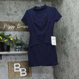 B. Darlin Juniors Short Sleeve Mockneck Mini Dress 45UAP84 Navy Blue 3/4