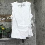 DKNY Womens Poplin Ruched Side-Twist Sleeveless Blouse Top UD5T0052 White M