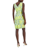Anne Klein Women's Jacquard V-Neck Sheath Dress 10869721 Sprout Multi Yellow 2
