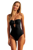 Becca Womens Rock Solid Gold Buckle One-Piece Swimsuit 361067 Black M