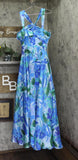 Taylor Womens Twisted Halter Printed Gown Dress 9185S Sapphire Blue 14
