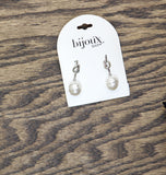 Bijoux Bar Faux Baroque Pearl Post Drop Earrings Silver Gray / Off White 1.5"