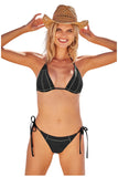 Becca Womens Standard Color Sheen Triangle Bikini Top 109057 Black M
