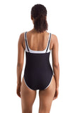 Mimi Flamingo Layered Solids Drift One Piece Swimsuit 900051011 Black / White 12
