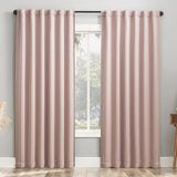 Sun Zero Aria Magnetic Theater Blackout Curtain Panel Pair Blush Pink 52x63