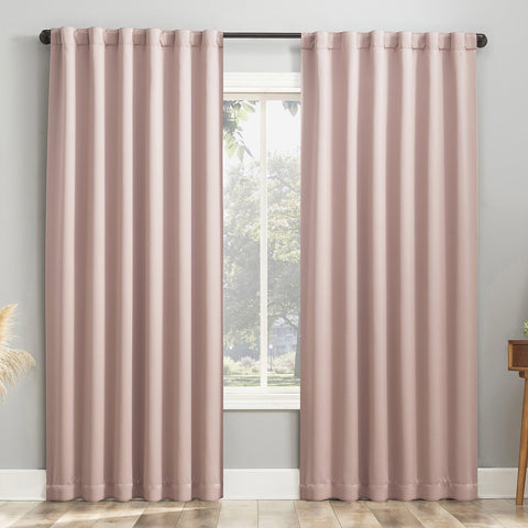 Sun Zero Aria Magnetic Theater Blackout Curtain Panel Pair Blush Pink 52x63