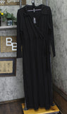 24Seven Comfort Apparel Womens Knit Belted Faux Wrap Dress Black 1X