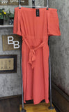 City Chic Trendy Plus Size Off Shoulder Wide Leg Jumpsuit Koi Red Orange 12W