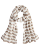 Charter Club 100% Cashmere Striped Rectangle Scarf Brown Sugar Heather Combo