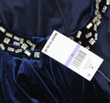 SLNY Womens Long Velvet Cocktail Halter Dress 9190160 Imperial Blue 18