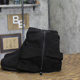Journee Collection Jester-01 Faux Suede Buckle Flat Boots Black 6M
