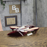 A New Day Womens Gwen Rhinestone Bow Heels Velvet 94656735 Burgundy Red 6M