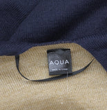 Aqua Womens Acrylic Reversible Knit Ruana 494127 Navy Blue / Camel Brown