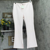 Calvin Klein Womens Tailored Knit Pull-on Flare Leg Crepe Pants Pearl Pink L