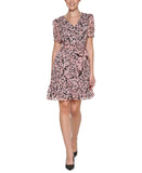 Karl Lagerfeld Paris Tie Front Floral-Print A-Line Dress LD1LH482 Black Multi 10