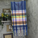 Steve Madden Womens Lofty Fringe Scarf Fuzzy Oversized SMA-5226 Cobalt Blue
