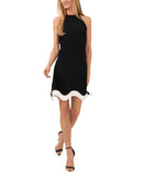 Cece Womens Sleeveless Halter-Neck Wave-Hem Dress 7033977 Rich Black XS